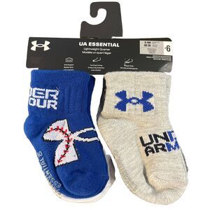 Under Armour kids lightweight quarter Red and Gray Socks 6 pk size 0-6 M New